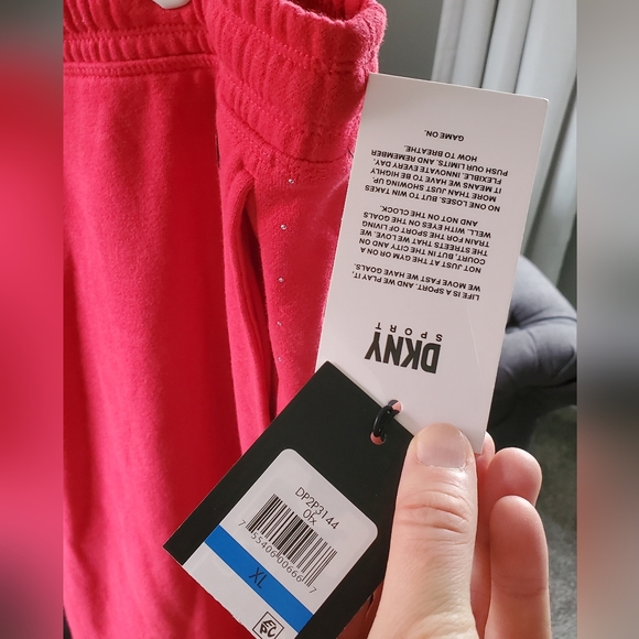 DKNY Sport Red Jogger Sweatpants with side seam crystal detailing for Macy's NWT - Picture 7 of 8